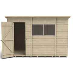10ft X 6ft (1.9m X 3.1m) Pressure Treated Overlap Pent Shed With Single Door And 2 Windows - Modular