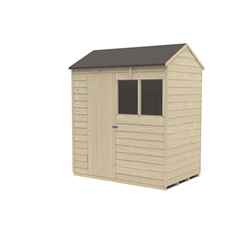 Installed 6ft X 4ft (1.3m X 1.8m) Overlap Pressure Treated Reverse Apex Shed With Single Door And 1 Window - Modular - Installation Included - Core