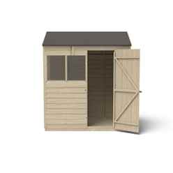 Installed 6ft X 4ft (1.3m X 1.8m) Overlap Pressure Treated Reverse Apex Shed With Single Door And 1 Window - Modular - Installation Included - Core