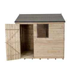 6ft X 8ft (1.9m X 2.4m) Overlap Pressure Treated Reverse Apex Shed With Single Door And 1 Window - Modular - Core