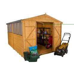12ft X 8ft (3.7m X 2.5m) Shiplap Dip Treated Apex Shed With Double Doors And 6 Windows