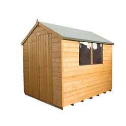 Installed 8ft X 6ft (2.4m X 1.8m) Shiplap Dip Treated Apex Shed With Double Doors And 2 Windows - Installation Included