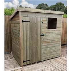 6ft X 3ft Pressure Treated Tongue & Groove Pent Shed With 1 Window + Single Door + Safety Toughened Glass