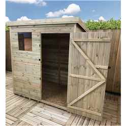 6ft X 5ft Pressure Treated Tongue & Groove Pent Shed With 1 Window + Single Door + Safety Toughened Glass
