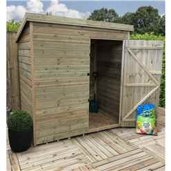 6FT x 5FT Windowless Pressure Treated Tongue & Groove Pent Shed + Single Door
