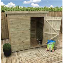 6FT x 6FT Windowless Pressure Treated Tongue & Groove Pent Shed + Single Door