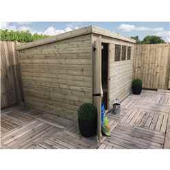 10ft X 5ft Pressure Treated Tongue & Groove Pent Shed With 3 Windows + Single Door + Safety Toughened Glass