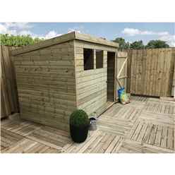 10ft X 3ft Pressure Treated Tongue & Groove Pent Shed + 2 Windows + Single Door + Safety Toughened Glass
