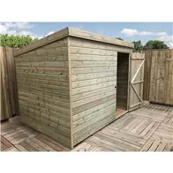 8FT x 4FT Windowless Pressure Treated Tongue & Groove Pent Shed + Single Door