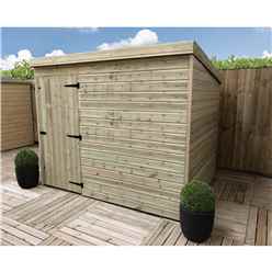 8ft X 8ft Windowless Pressure Treated Tongue & Groove Pent Shed + Single Door