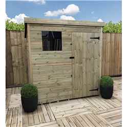 5ft X 5ft Pressure Treated Tongue & Groove Pent Shed With 1 Window + Single Door + Safety Toughened Glass