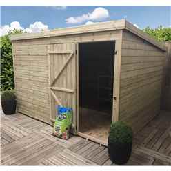 10ft X 8ft Windowless Pressure Treated Tongue & Groove Pent Shed + Single Door