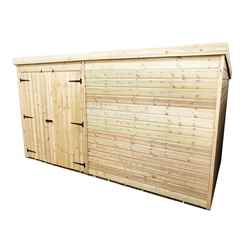 14FT x 3FT Windowless Pressure Treated Tongue & Groove Pent Shed + Double Doors