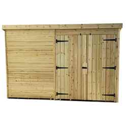 9FT x 4FT Windowless Pressure Treated Tongue & Groove Pent Shed + Double Doors