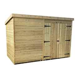 10FT x 7FT Windowless Pressure Treated Tongue & Groove Pent Shed + Double Doors