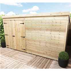 12FT x 6FT Windowless Pressure Treated Tongue & Groove Pent Shed + Double Doors
