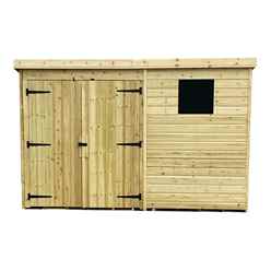 10ft X 5ft Pressure Treated Tongue & Groove Pent Shed + Double Doors + 1 Window + Safety Toughened Glass