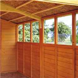 Installed 10ft X 10ft (2.99m X 2.99m) - Dip Treated Overlap - Apex Wooden Garden Shed - 6 Windows - Double Doors - 10mm Solid Osb Floor Installation Included