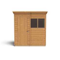 6ft x 4ft (1.8m x 1.3m) Overlap Dip Treated Pent Shed With Single Door and 1 Window - Modular - CORE