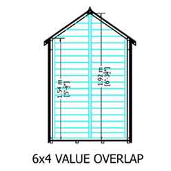 6ft X 4ft  (1.83m X 1.20m) - Super Value Overlap - Apex Wooden Garden Shed - Windowless - Single Door
