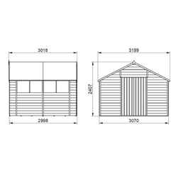 10ft X 10ft (3.04m X 3.06m) Overlap Apex Pressure Treated Shed With Double Door And 4 Windows - Modular