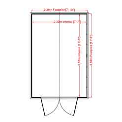 12ft x 8ft (3.59m x 2.39m) - Dip Treated Overlap - Apex Garden Shed - 6 Windows - Double Doors