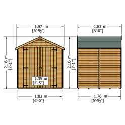 Installed - 6ft X 6ft (1.76m X 1.82m) - Dip Treated Overlap - Apex Garden Shed - Windowless - Double Doors - 10mm Solid Osb Floor Installation Included