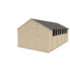 Installed 20ft X 10ft (3.04m X 6.03m) Apex Overlap Pressure Treated Shed - Double Door With 8 Windows - Modular - Installation Included