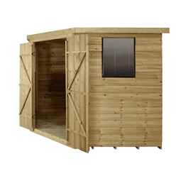 8ft X 8ft (3.4m X 2.8m) Pressure Treated Overlap Corner Shed With Double Doors And 2 Windows - Core