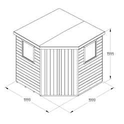 7ft X 7ft (2.96m X 2.30m) Tongue & Groove Pressure Treated Corner Shed With Double Doors And 2 Windows - Core (bs)