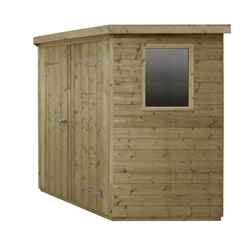 Installed 7ft X 7ft (2.96m X 2.30m) Tongue & Groove Pressure Treated Corner Shed With Double Doors And 2 Windows - Installation Included - Core (bs)