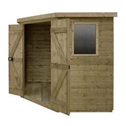 Installed 7ft X 7ft (2.96m X 2.30m) Tongue & Groove Pressure Treated Corner Shed With Double Doors And 2 Windows - Installation Included - Core (bs)