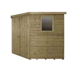 8ft X 8ft (3.46m X 2.80m) Tongue & Groove Pressure Treated Corner Shed With Double Doors And 2 Windows - Core (bs)