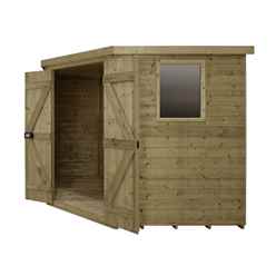 Installed 8ft X 8ft (3.46m X 2.80m) Tongue & Groove Pressure Treated Corner Shed With Double Doors And 2 Windows - Installation Included - Core (bs)