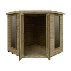 Installed Arlington Premium Tongue & Groove 7ft X 7ft Corner Summerhouse (2.96m X 2.30m) - Installation Included - Core (bs)