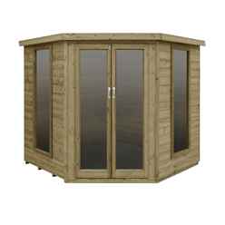 Installed Arlington Premium Tongue & Groove 7ft X 7ft Corner Summerhouse (2.96m X 2.30m) - Installation Included - Core (bs)