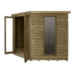 Installed Arlington Premium Tongue & Groove 8ft X 8ft Corner Summerhouse (3.46m X 2.80m) - Installation Included - Core (bs)