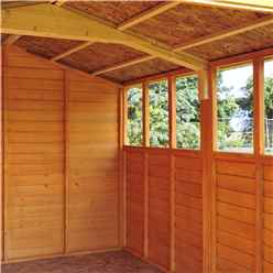 Installed 12ft X 8ft (3.59m X 2.39m) - Dip Treated Overlap - Apex Garden Shed - 6 Windows - Double Doors - 10mm Solid Osb Floor Installation Included