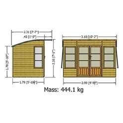 10ft X 6ft (2.99m X 1.79m) - Premier Pent Wooden Summerhouse - 4 Windows - Double Doors - 12mm T&g Walls & Floor