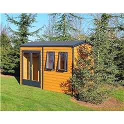 10ft x 7ft (3.02m x 2.23m) - Premier Reverse Wooden Studio Summerhouse - 2 Windows - Double Doors - 20mm Walls