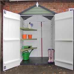4ft X 3ft (0.91m X 1.20m) - Overlap Shed - Double Doors - Windowless + Shelving