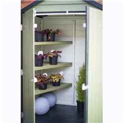 4ft X 3ft (0.91m X 1.20m) - Overlap Shed - Double Doors - Windowless + Shelving