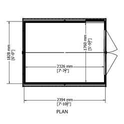 8ft x 6ft (2.39m x 1.82m) - Dip Treated Overlap -  Apex Garden Shed - Windowless - Double Doors