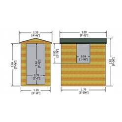 4ft x 6ft (1.89m x 1.33m) - Tongue And Groove - Apex Shed - 1 Window -  Single Doors - 12mm Tongue And Groove Floor