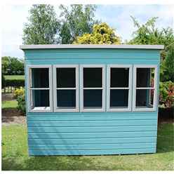 Installed 8ft X 6ft (1.83m X 2.39m) - Premier Pent Wooden Summerhouse - Potting Shed - 2 Opening Windows - Single Side Door - 12mm T&g Walls - Floor - Roof Installation Included