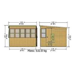 Installed 8ft X 8ft (2.44m X 2.39m) -  Premier Pent Wooden Summerhouse - Potting Shed - 2 Opening Windows - Single Side Door - 12mm T&g Walls - Floor - Roof Installation Included