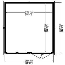 INSTALLED 12ft x 12ft (3.59m x 3.73m) - Premier Reverse Wooden Studio Summerhouse - 2 Windows - Double Doors - 20mm T&G Walls INSTALLATION INCLUDED