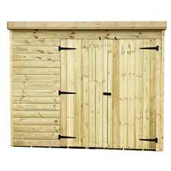 7ft X 5ft Windowless Pressure Treated Tongue & Groove Pent Shed + Double Doors