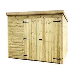 7FT x 7FT Windowless Pressure Treated Tongue & Groove Pent Shed + Double Doors