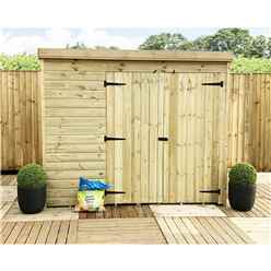 8ft X 4ft Windowless Pressure Treated Tongue & Groove Pent Shed + Double Doors